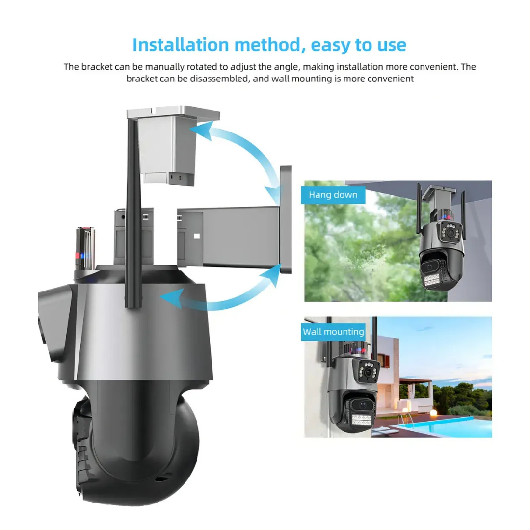 CÁMARA DOMO WIFI DOBLE LENTE FULL HD CON ALARMA Y SEGUIMIENTO INTELIGENTE HLC
