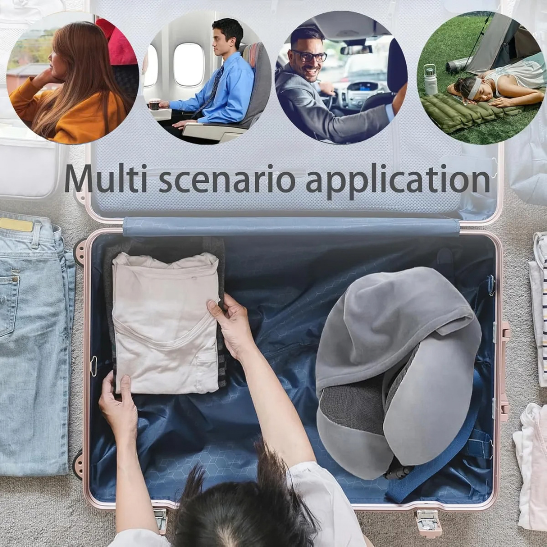 ALMOHADA DE VIAJE CON CAPUCHA MEMORY FOAM