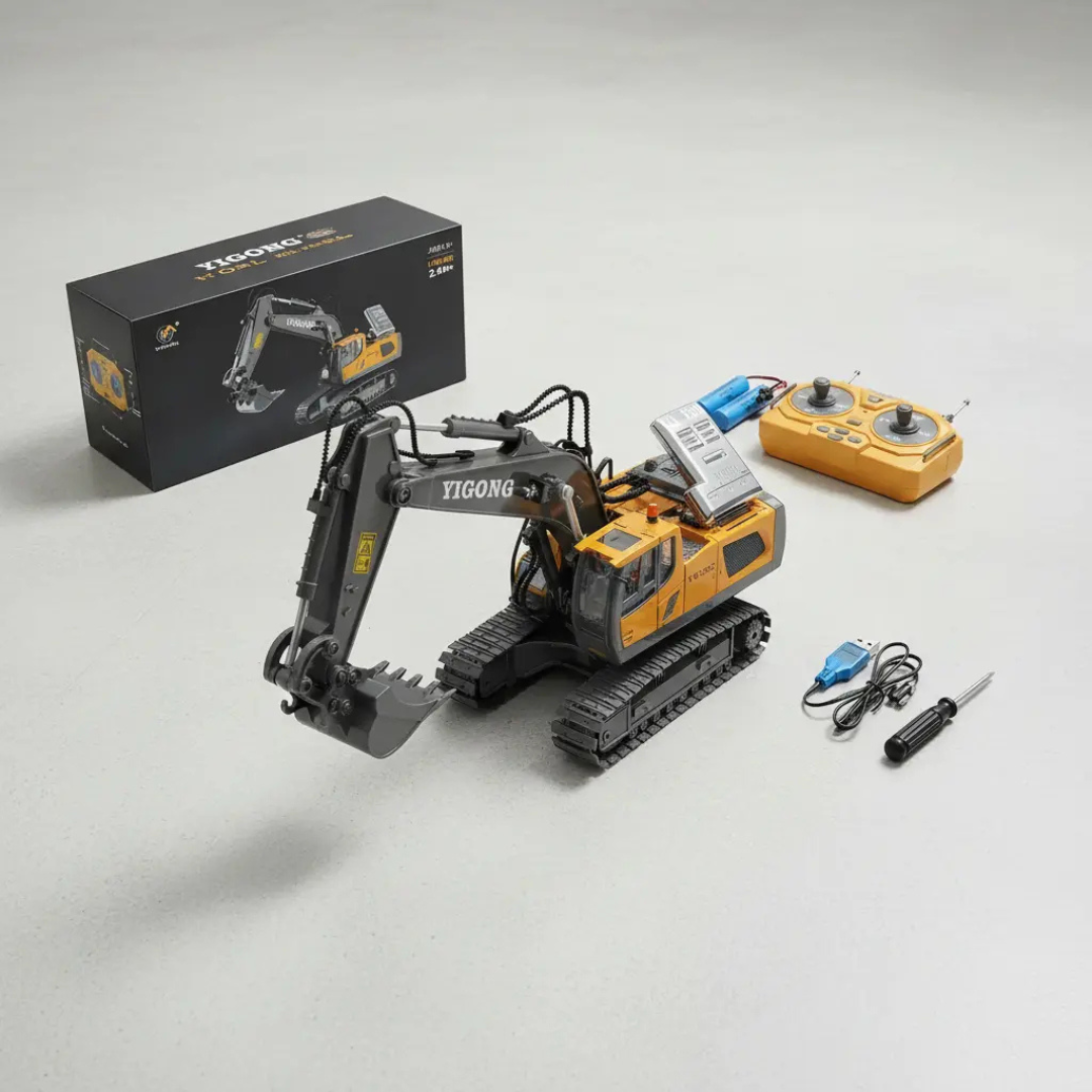 EXCAVADORA A CONTROL REMOTO 11 CANALES DE ALEACIÓN PARA NIÑOS