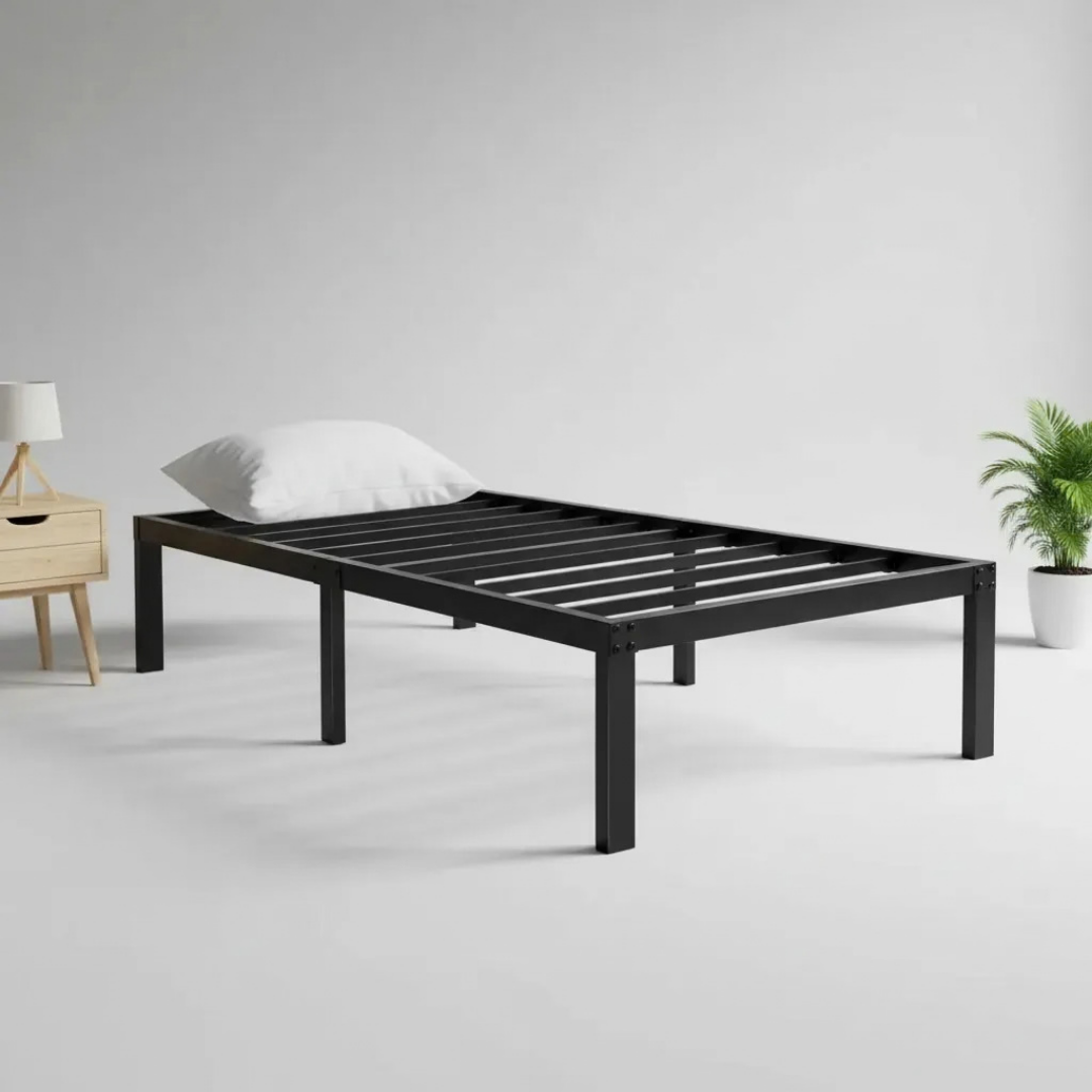 BASE DE CAMA INDIVIDUAL 1 PLAZA 190X90X35cm ACERO COLOR NEGRO