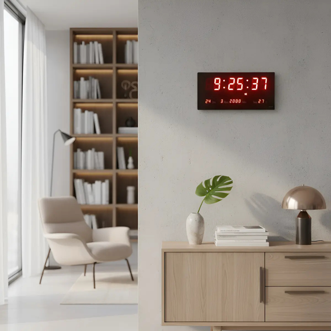 RELOJ DIGITAL DE PARED CON PANTALLA LED MAKA -NEGRO