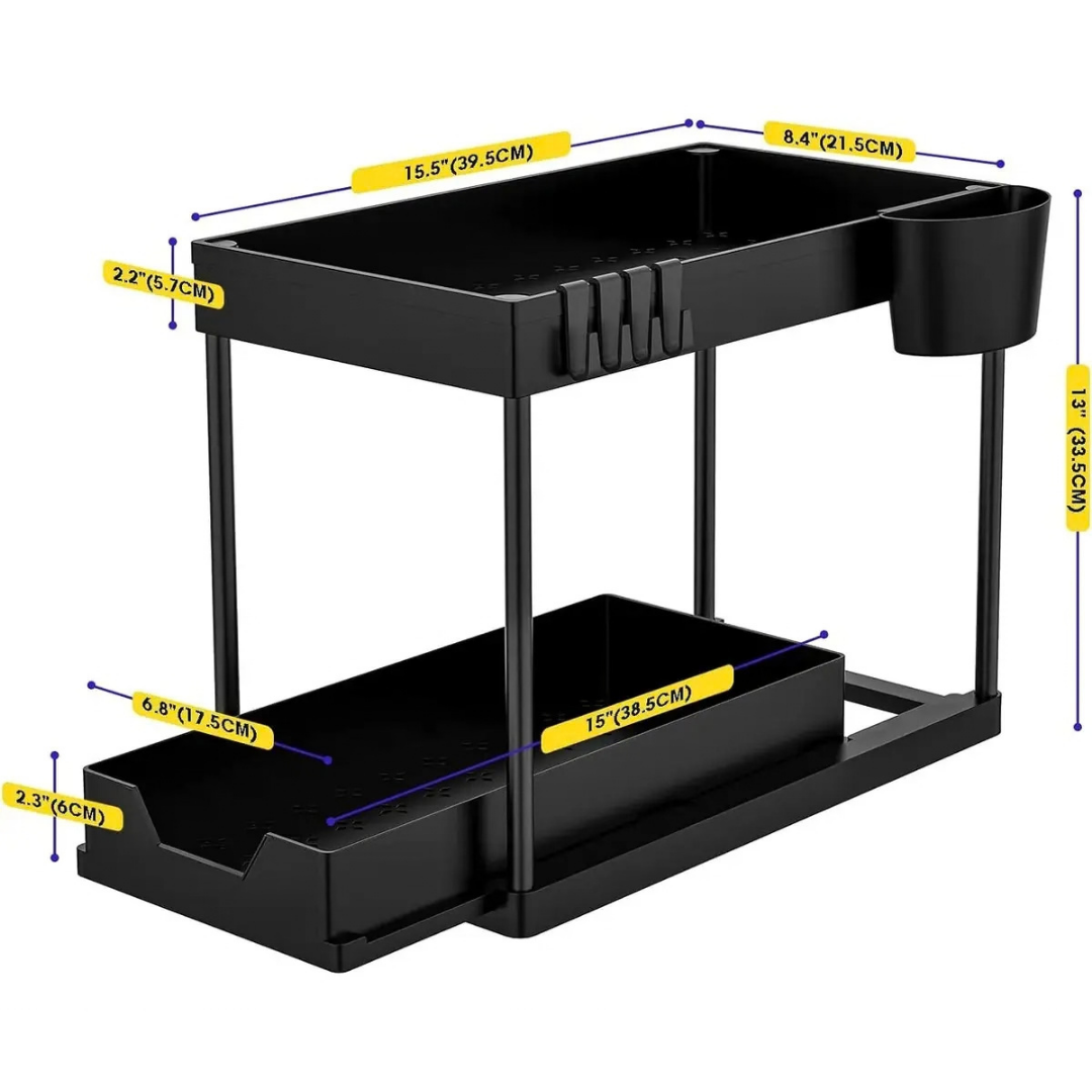ORGANIZADOR DE COCINA DE 2 NIVELES NEGRO -MAXIMIZA TU ESPACIO