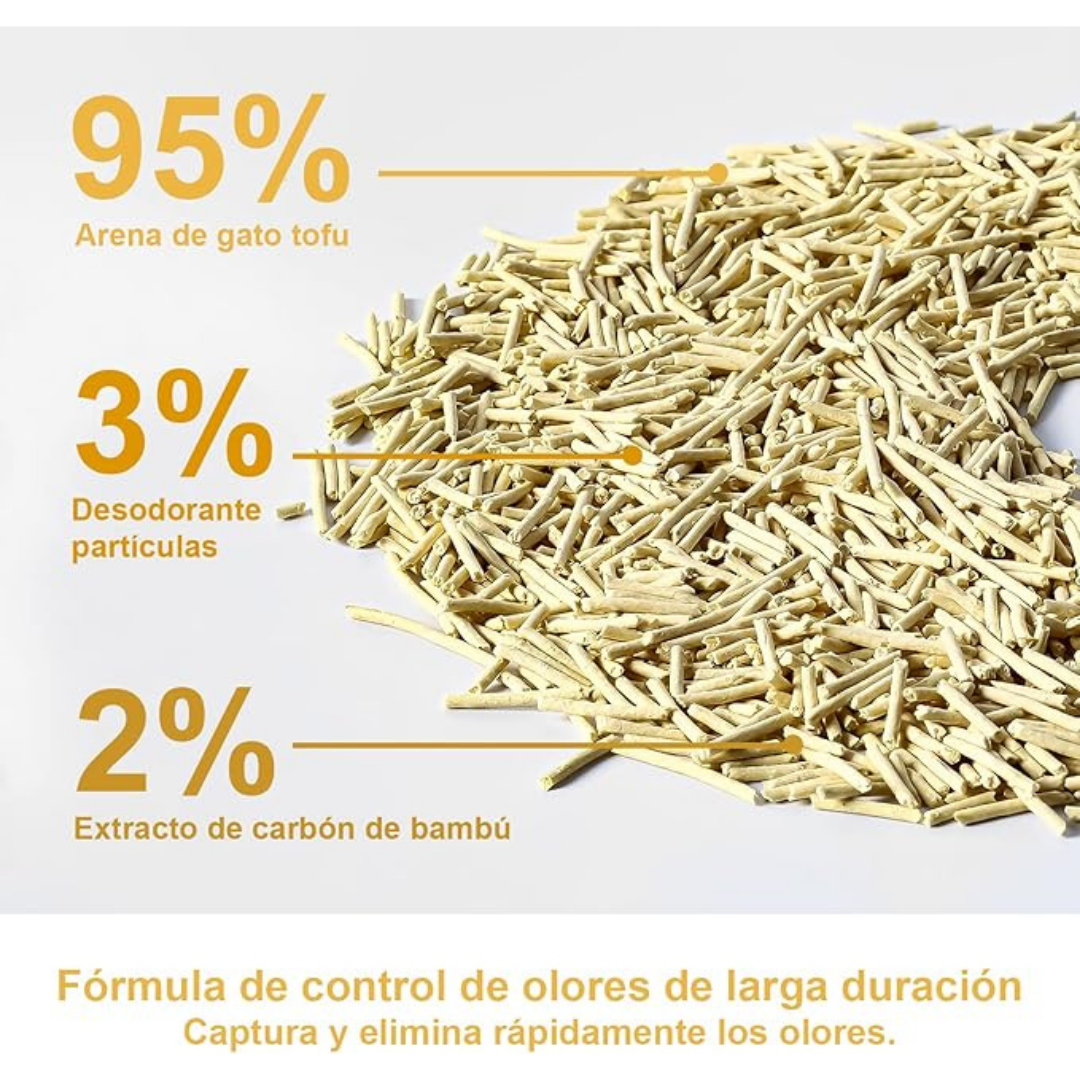 ARENA DE TOFU VEGETAL BIODEGRADABLE 6L 2.2KG PARA GATO BAMBU