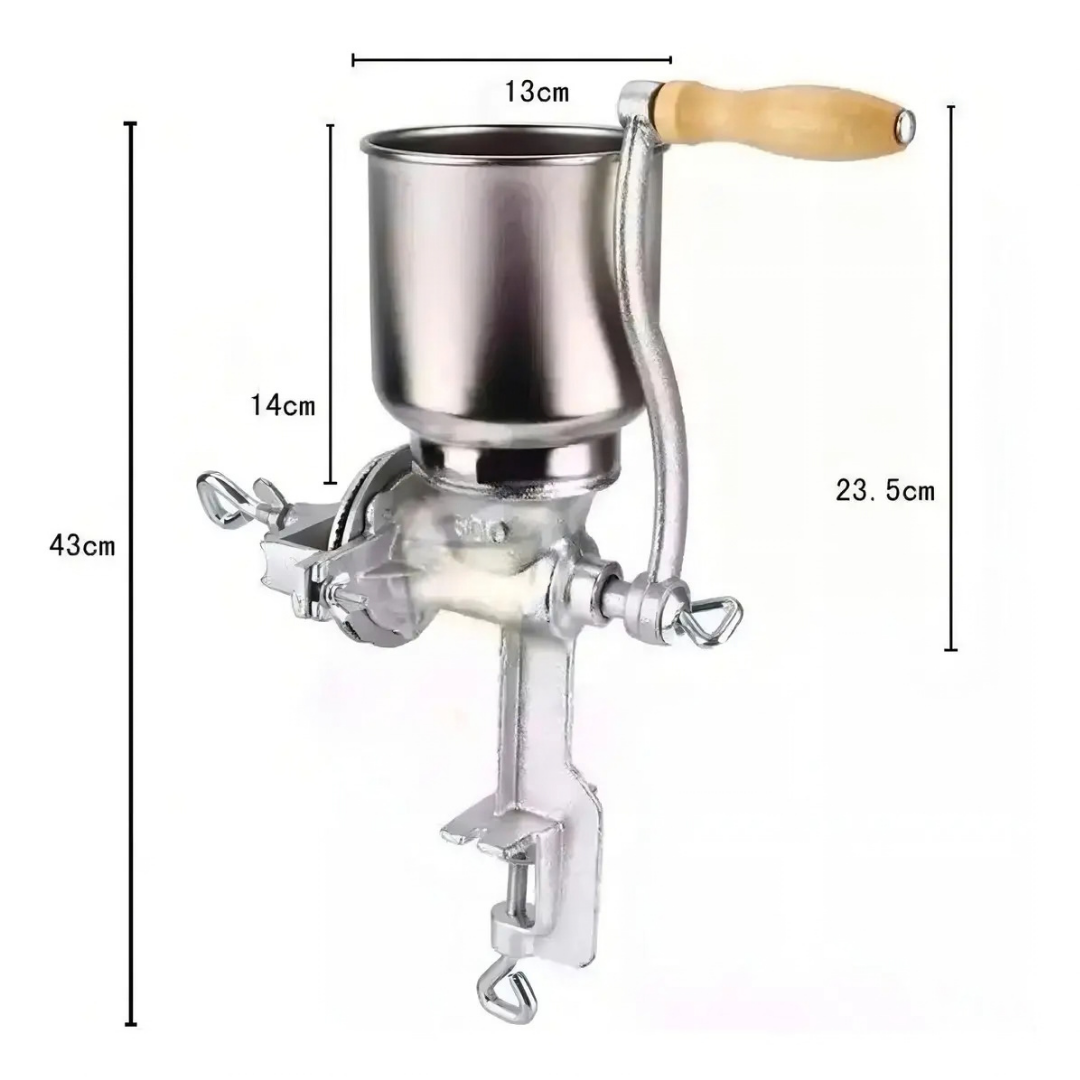 MOLINO MOLEDOR MANUAL METÁLICO PARA CHOCLO, MAÍZ, CAFÉ, CEREAL Y ARROZ