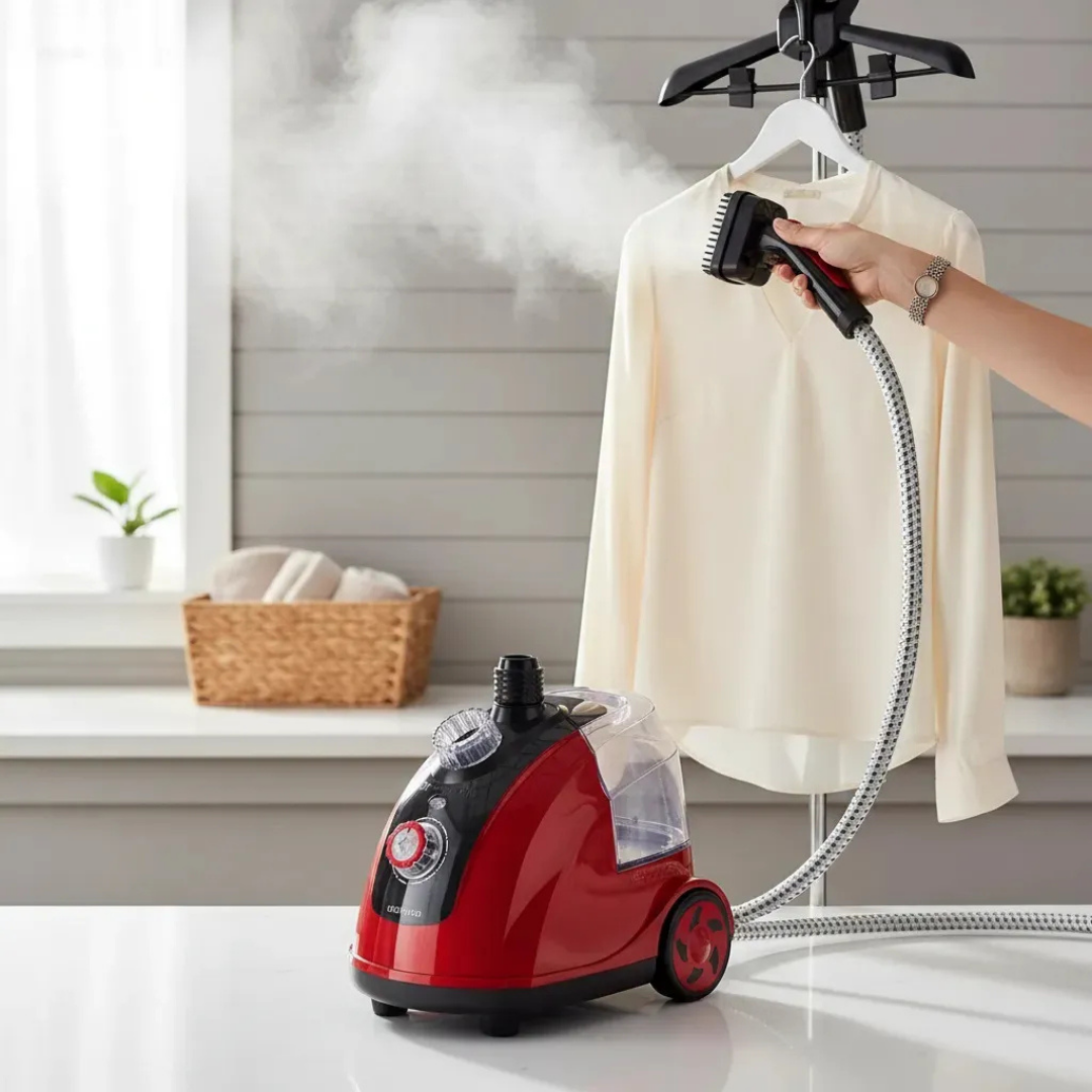 PLANCHA A VAPOR VERTICAL 1800W CON RUEDAS - COLOR ROJO