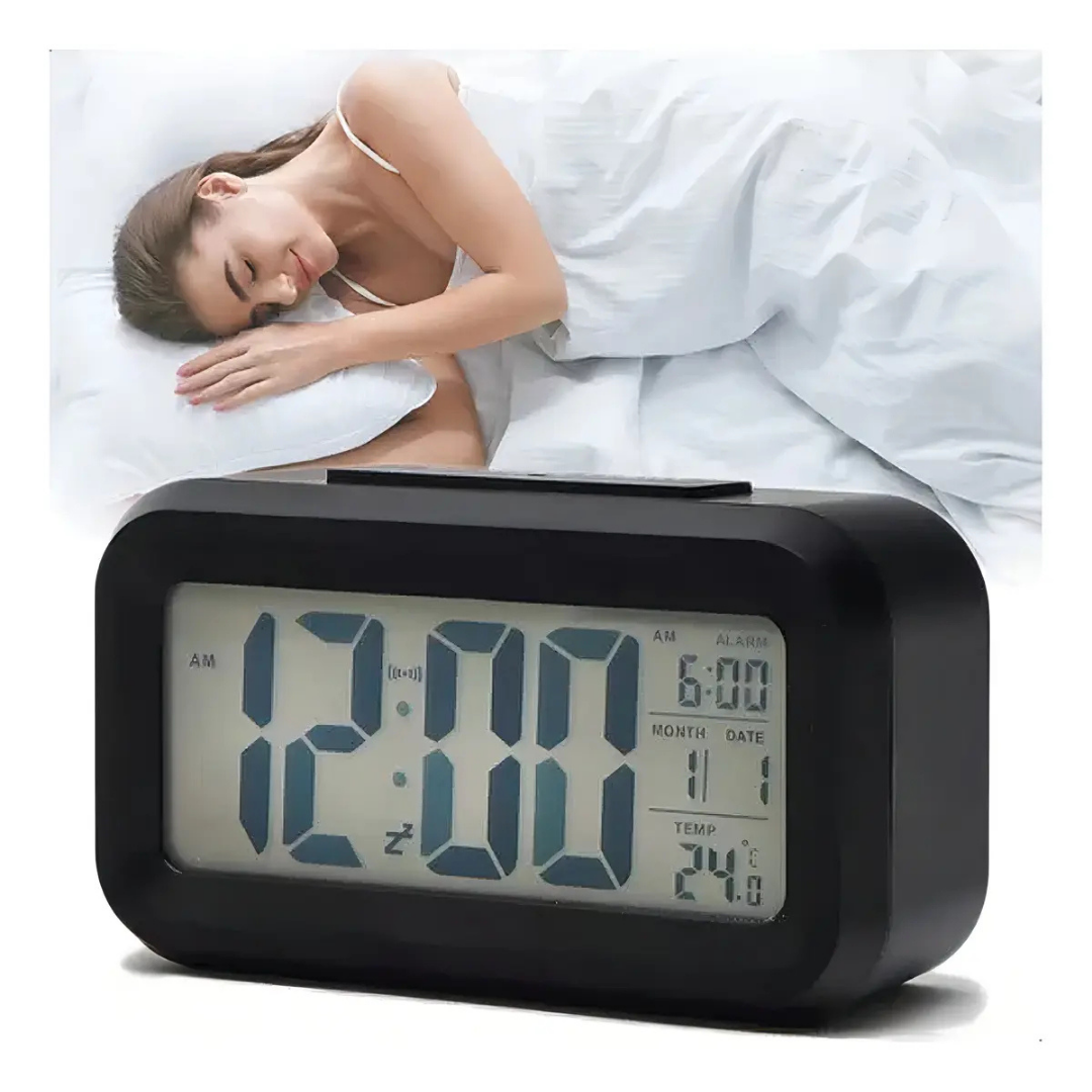 RELOJ DESPERTADOR DIGITAL LED CON FECHA Y TEMPERATURA - 14CM