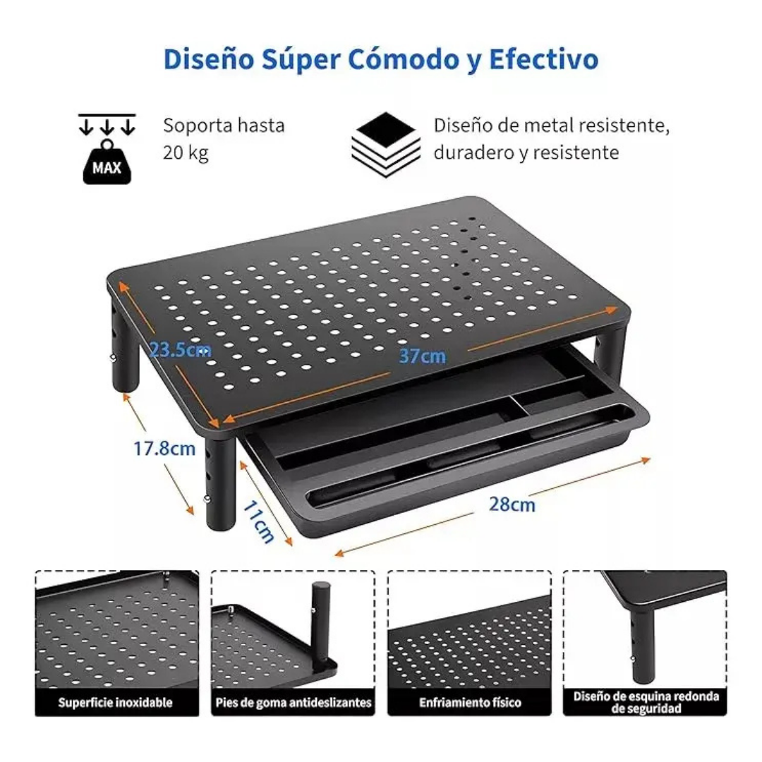 BASE SOPORTE MONITOR 3 ALTURAS AJUSTABLE PORTÁTIL PARA PC