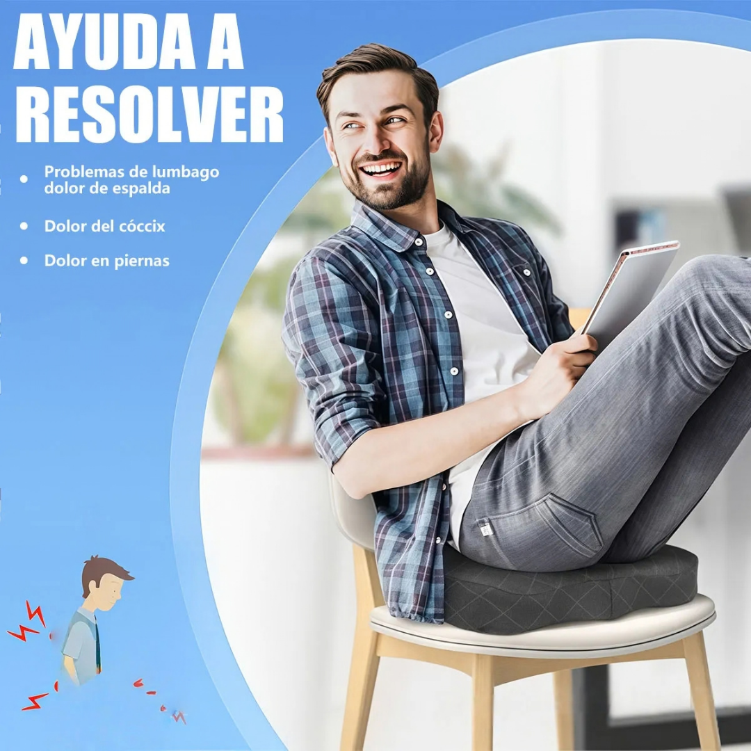COJÍN COXIS ORTOPÉDICO PREMIUM ERGONÓMICO CON MEMORY FOAM