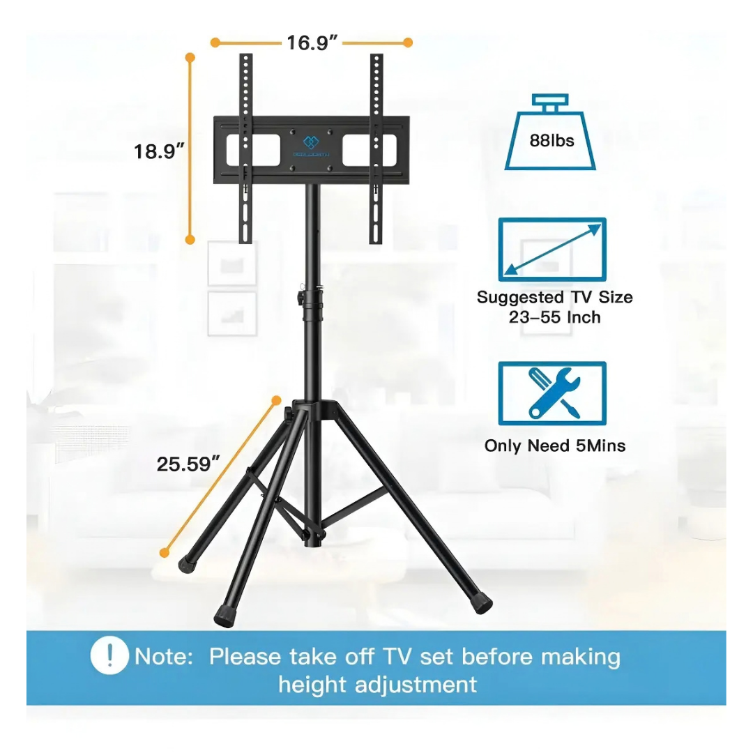 BASE TRÍ´PODE PEDESTAL TV 32 A 55 PULGADAS GIRATORIO 360° -NEGRO