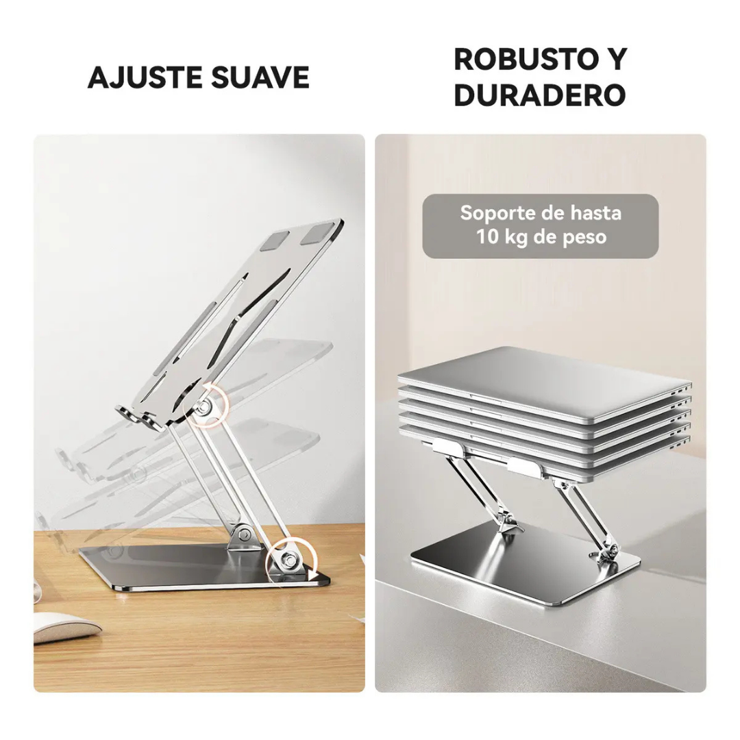 SOPORTE NOTEBOOK LAPTOP MAC PLEGABLE AJUSTABLE ANTIDESLIZANTE GRIS OSCURO