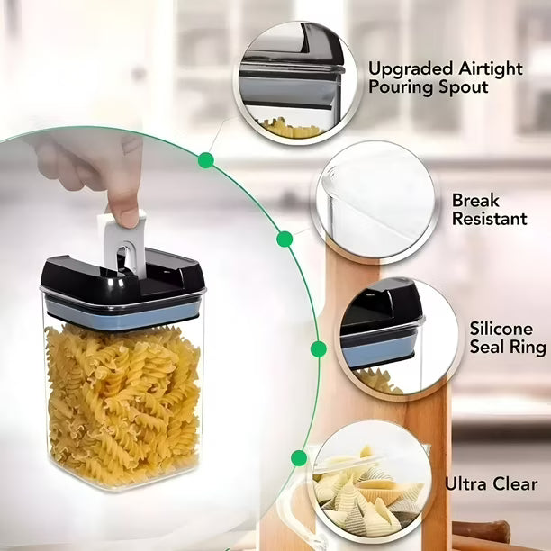 SET DE 7 CONTENEDORES HERMÉTICOS DE PLÁSTICO PARA COCINA Y DESPENSA