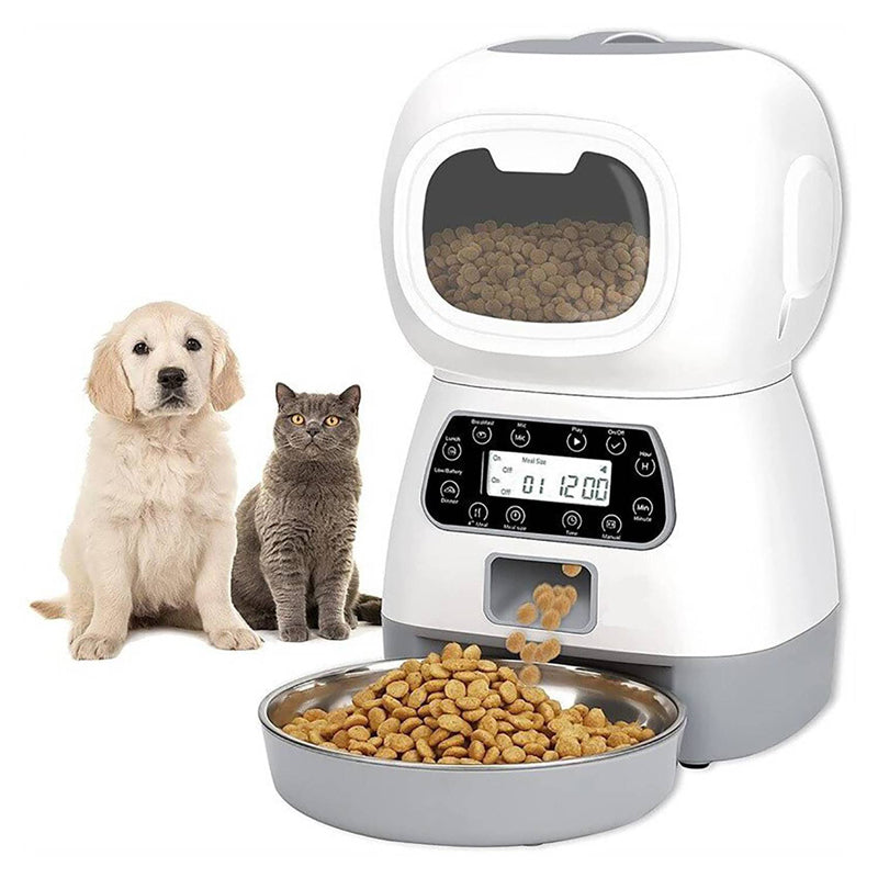 DISPENSADOR AUTOMÁTICO PARA PERROS Y GATOS CON GRABACIÓN DE VOZ