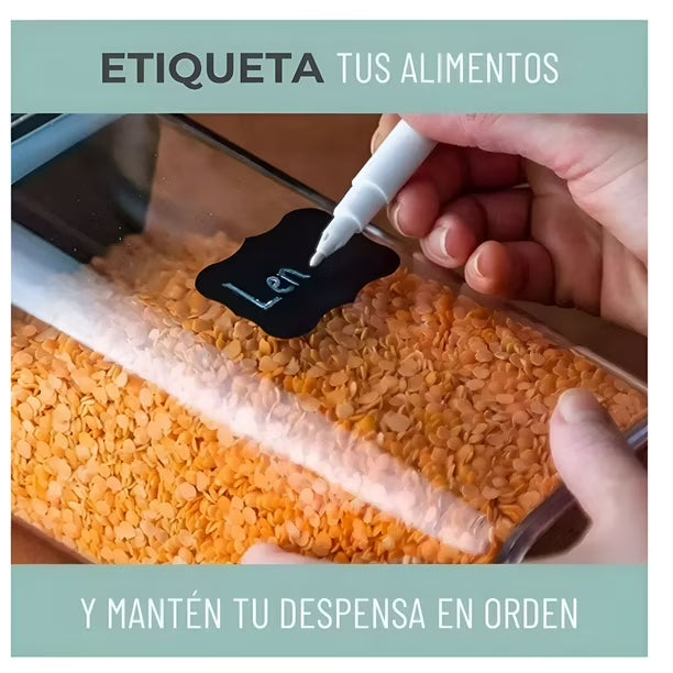SET DE 7 CONTENEDORES HERMÉTICOS DE PLÁSTICO PARA COCINA Y DESPENSA