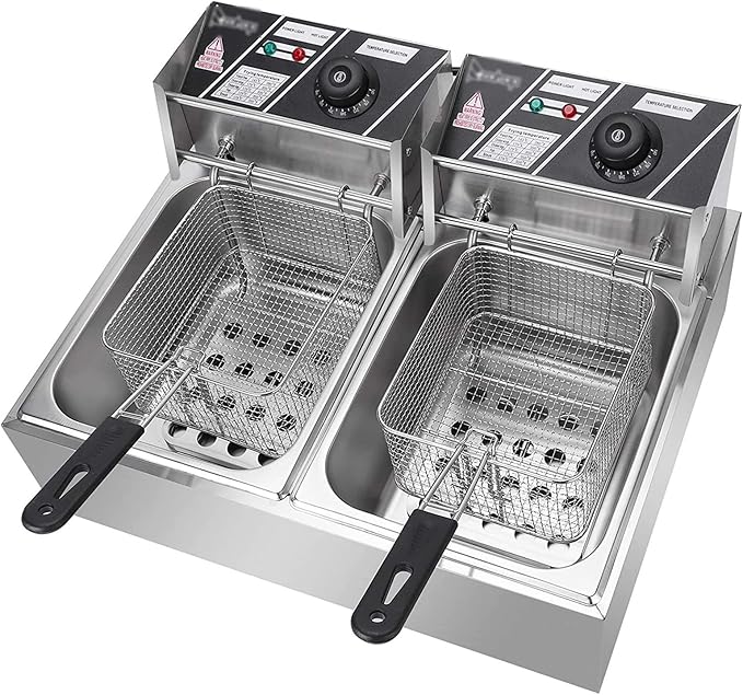 FREIDORA ELÉCTRICA DOBLE 12L 2 CANASTAS - POTENCIA Y CAPACIDAD PROFESIONAL