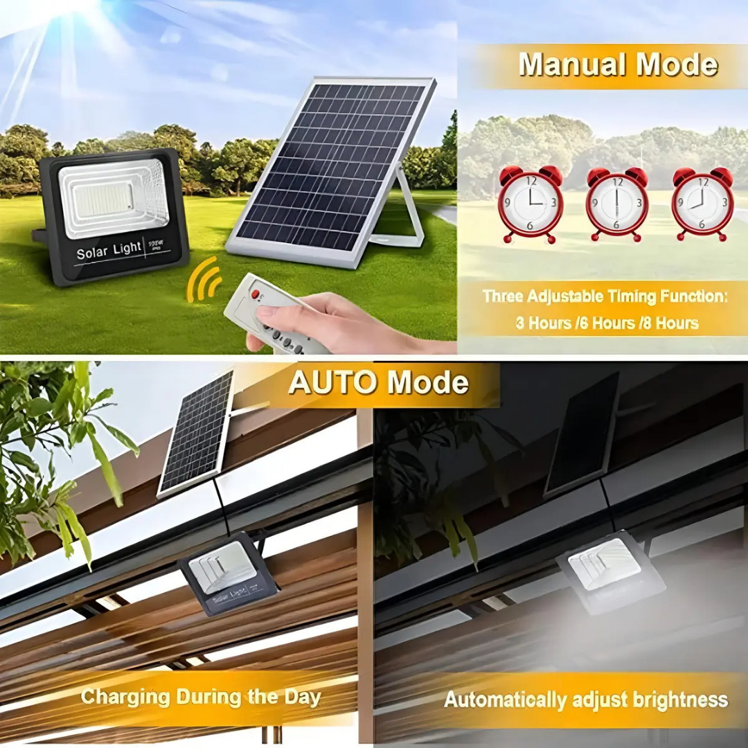 FOCO SOLAR LED 200W CON CONTROL REMOTO - IP66 -LUZ BLANCA FRÍA