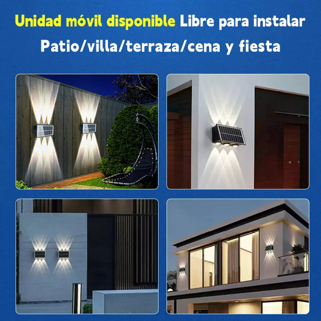 PACK DE 2 AMPLIQUES SOLARES 6 LED IMPERMEABLES PARA EXTERIOR