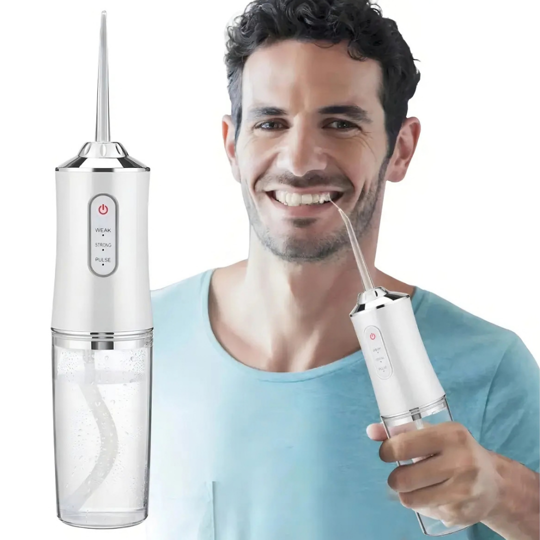 IRRIGADOR BUCAL RECARGABLE PORTÁTIL PARA DIENTES CON 4 BOQUILLAS
