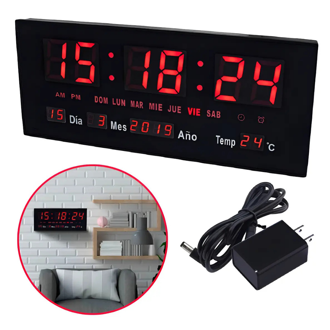 RELOJ DIGITAL DE PARED CON PANTALLA LED MAKA -NEGRO
