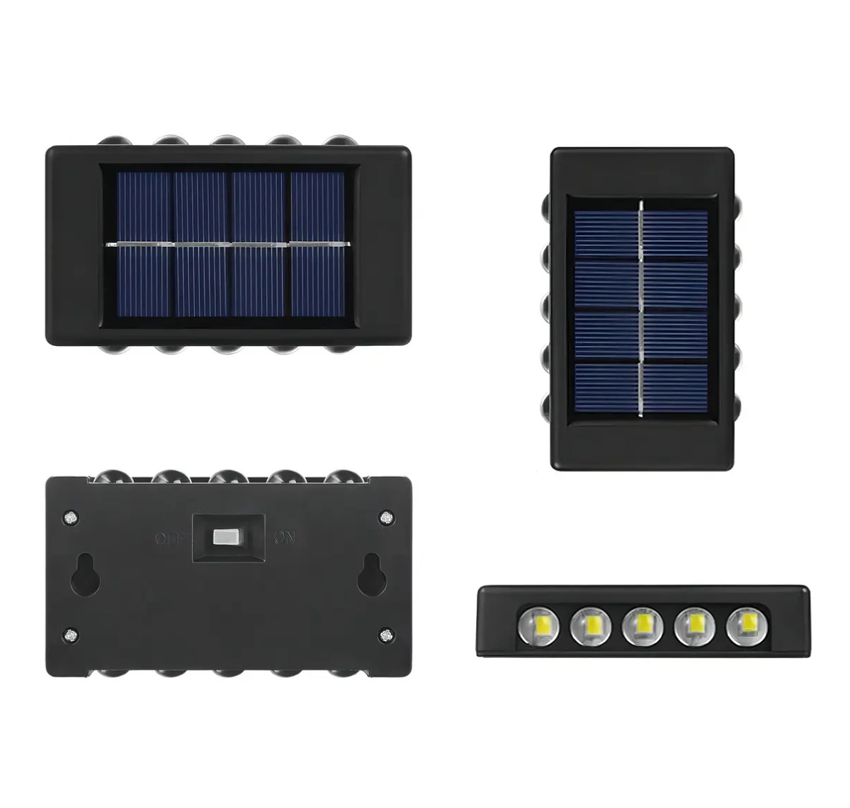 PACK 6 APLIQUES SOLARES LED LUZ CÁLIDA EXTERIOR IMPERMEABLE IP65