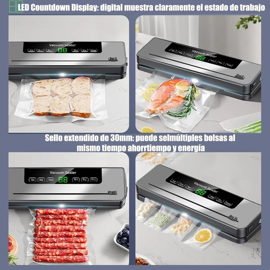 MÁQUINA SELLADORA AL VACÍO CON PANTALLA TÁCTIL Y 10 BOLSAS