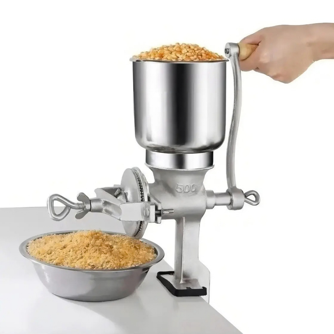 MOLINO MOLEDOR MANUAL METÁLICO PARA CHOCLO, MAÍZ, CAFÉ, CEREAL Y ARROZ