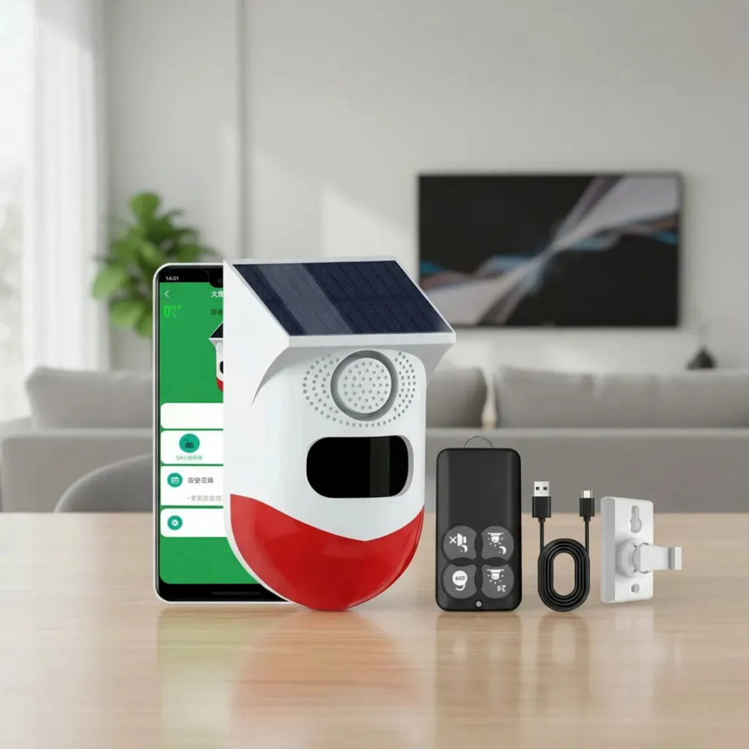 SENSOR DE MOVIMIENTO TUYA CT80WR SOLAR WIFI INALÁMBRICO CON ALARMA SONORA
