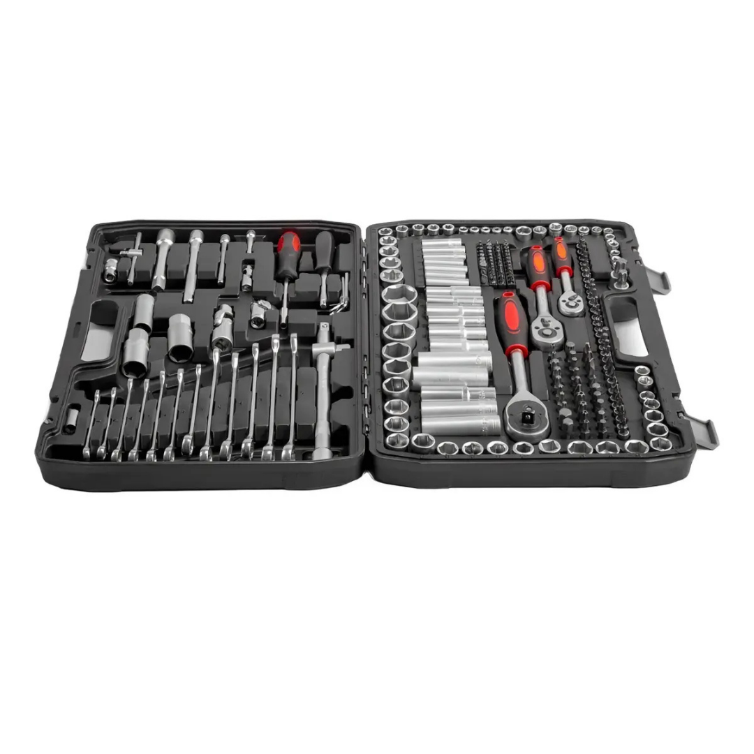 CAJA DE HERRAMIENTAS DADOS Y LLAVES 216 PIEZAS COLOR NEGRO