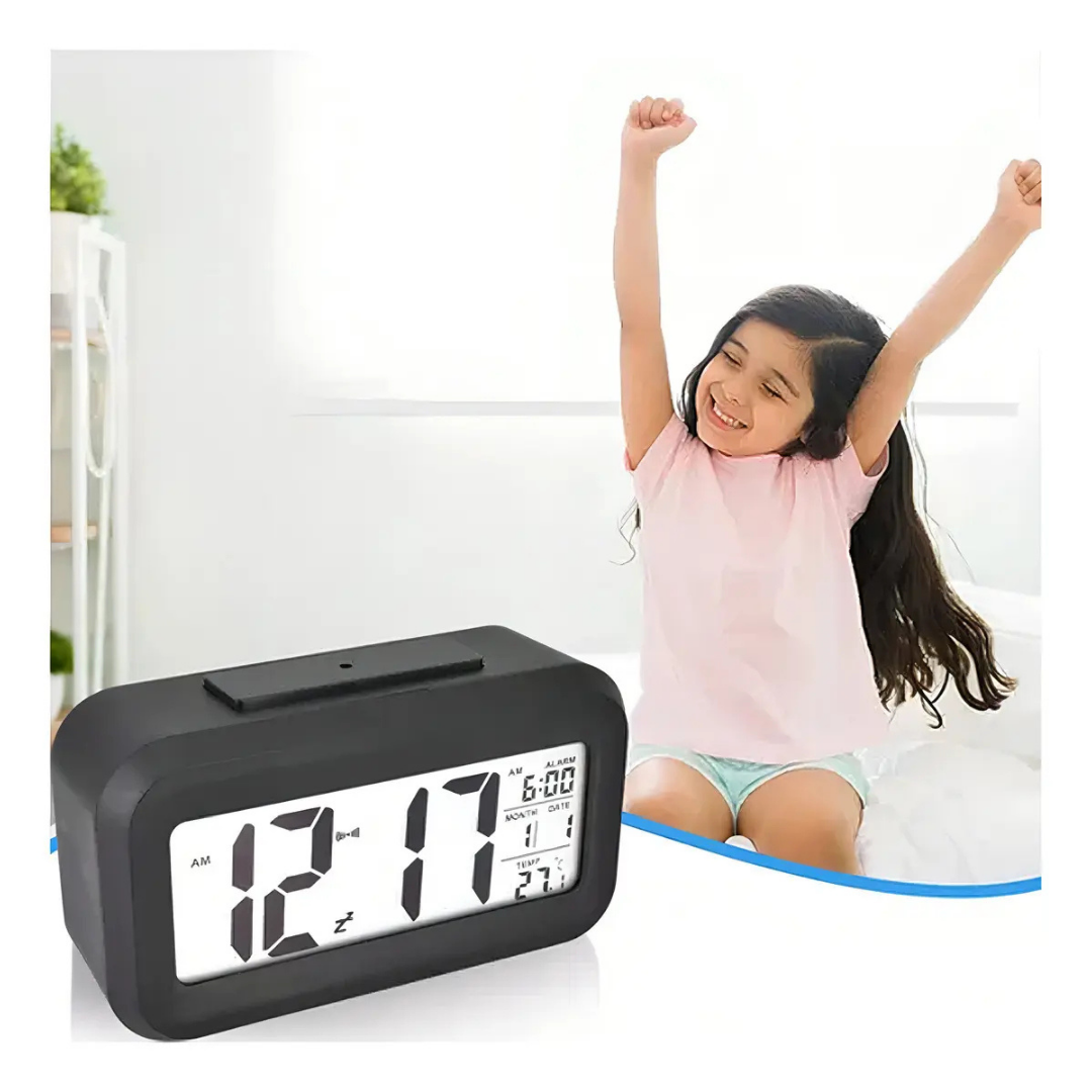 RELOJ DESPERTADOR DIGITAL LED CON FECHA Y TEMPERATURA - 14CM