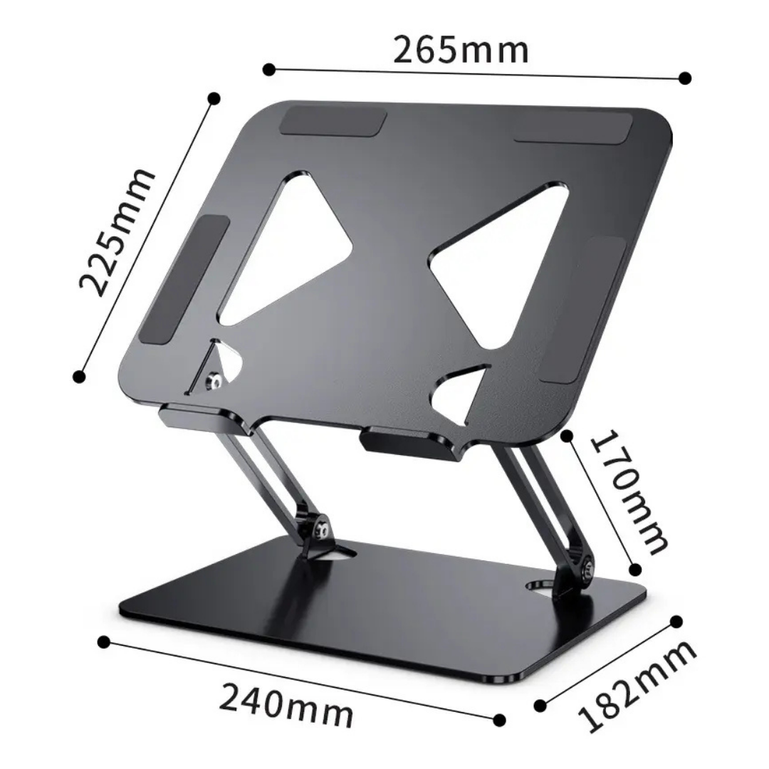 SOPORTE NOTEBOOK LAPTOP MAC PLEGABLE AJUSTABLE ANTIDESLIZANTE GRIS OSCURO