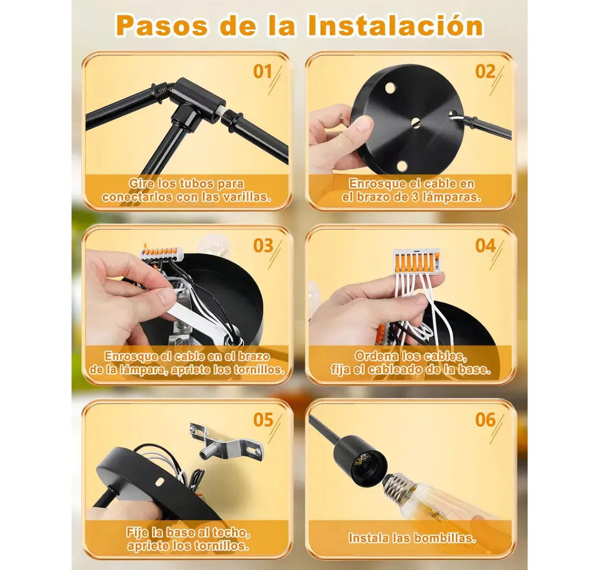 LÁMPARA DE TECHO MODERNA 6 LUCES E27 COLGANTE ESTILO INDUSTRIAL