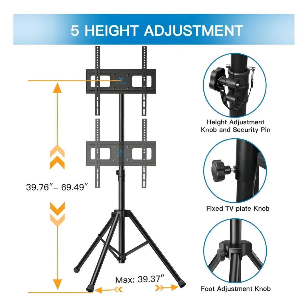 BASE TRÍ´PODE PEDESTAL TV 32 A 55 PULGADAS GIRATORIO 360° -NEGRO
