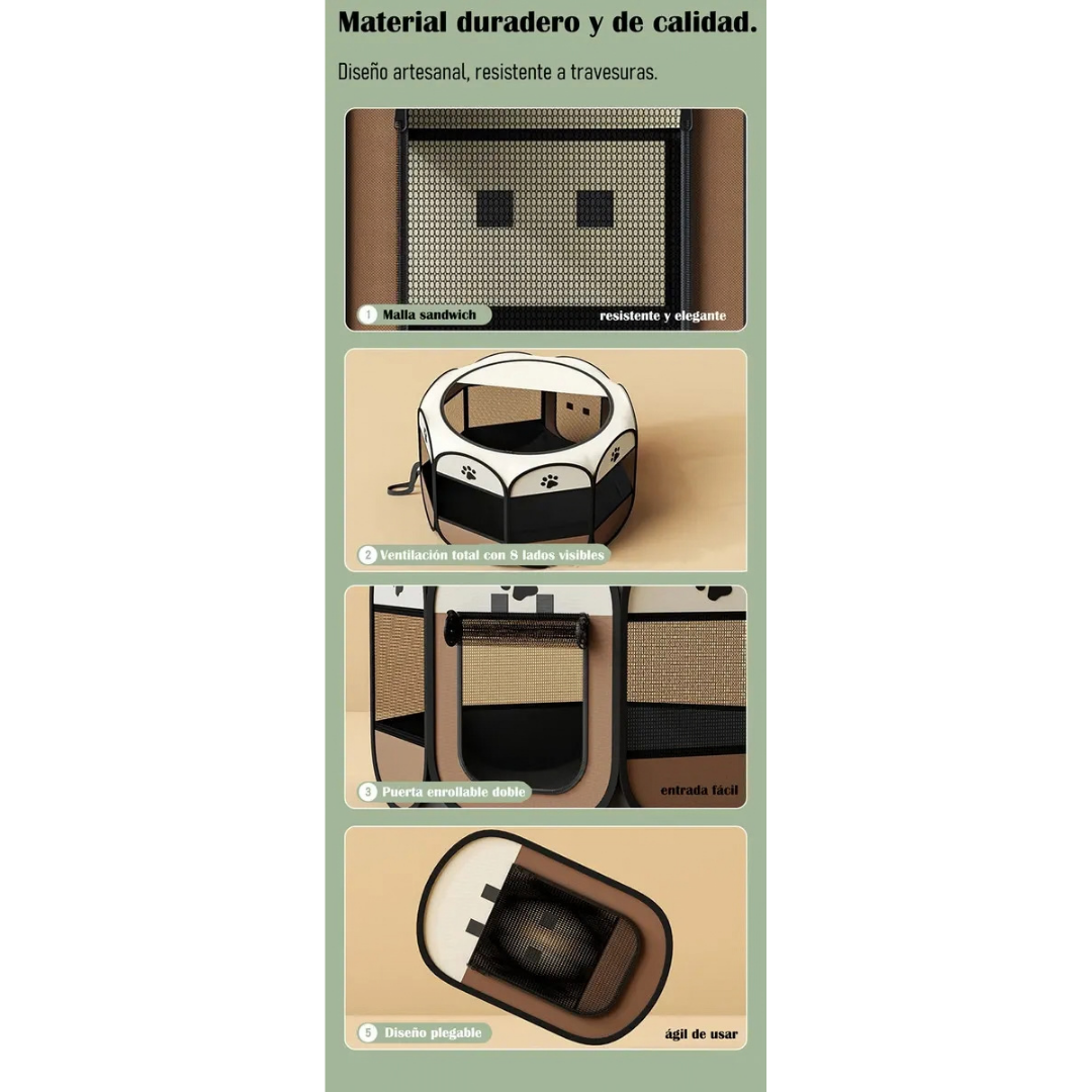 CORRAL PLEGABLE PARA PERROS Y GATOS DE TELA OXFORD CON CIERRE