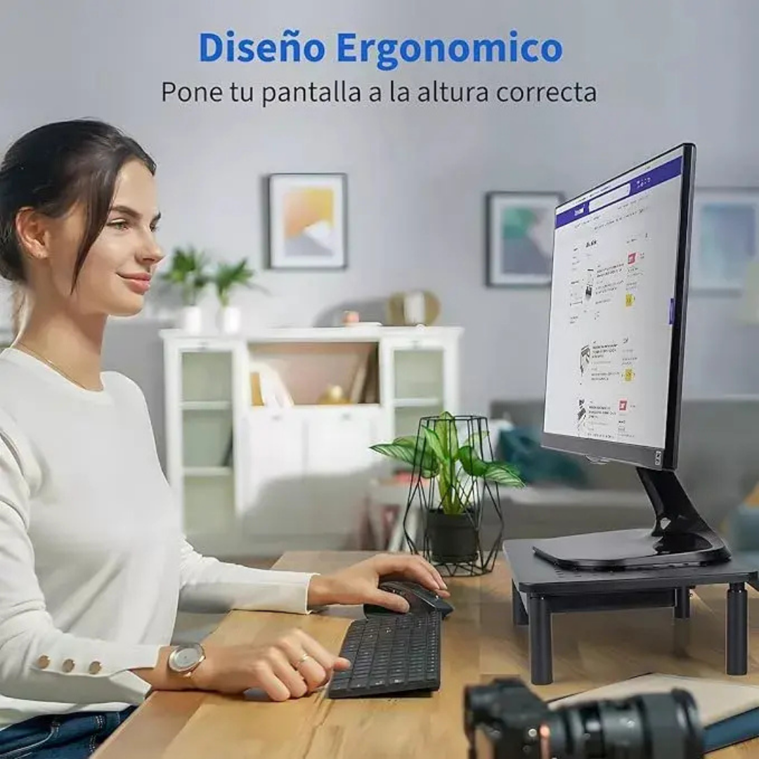 BASE SOPORTE MONITOR 3 ALTURAS AJUSTABLE PORTÁTIL PARA PC