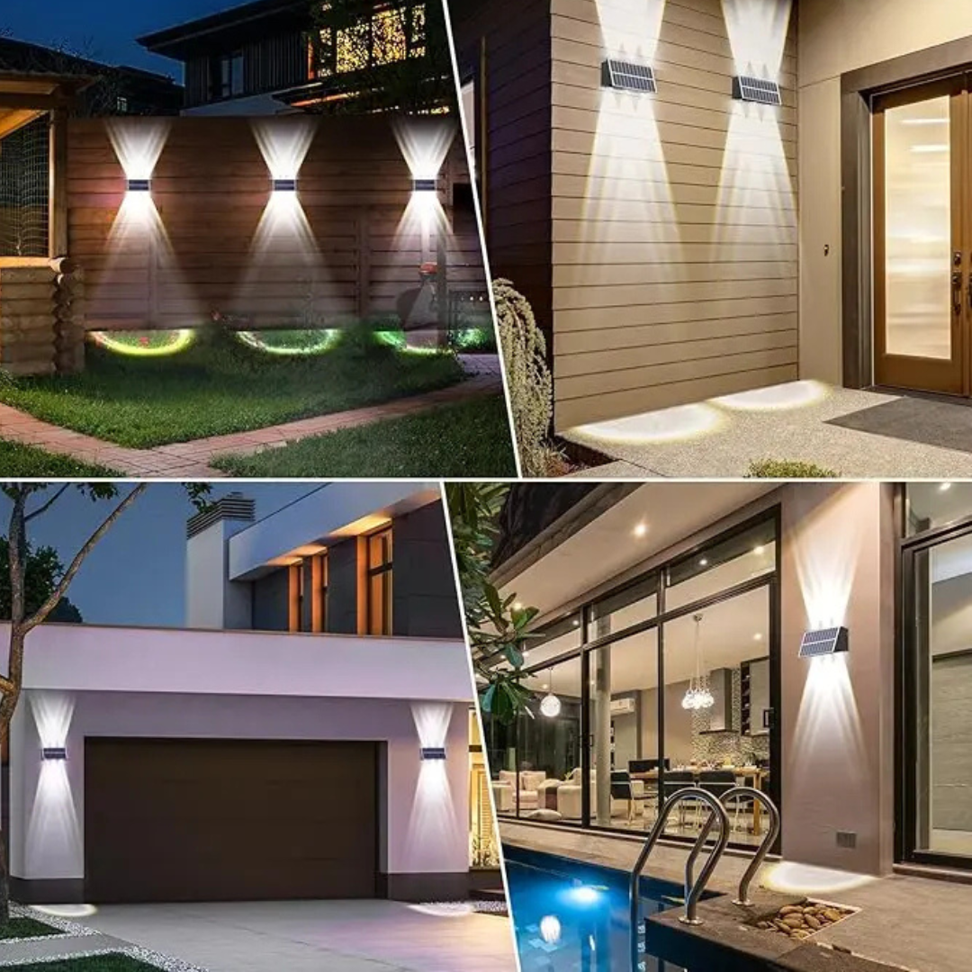 PACK DE 2 AMPLIQUES SOLARES 6 LED IMPERMEABLES PARA EXTERIOR