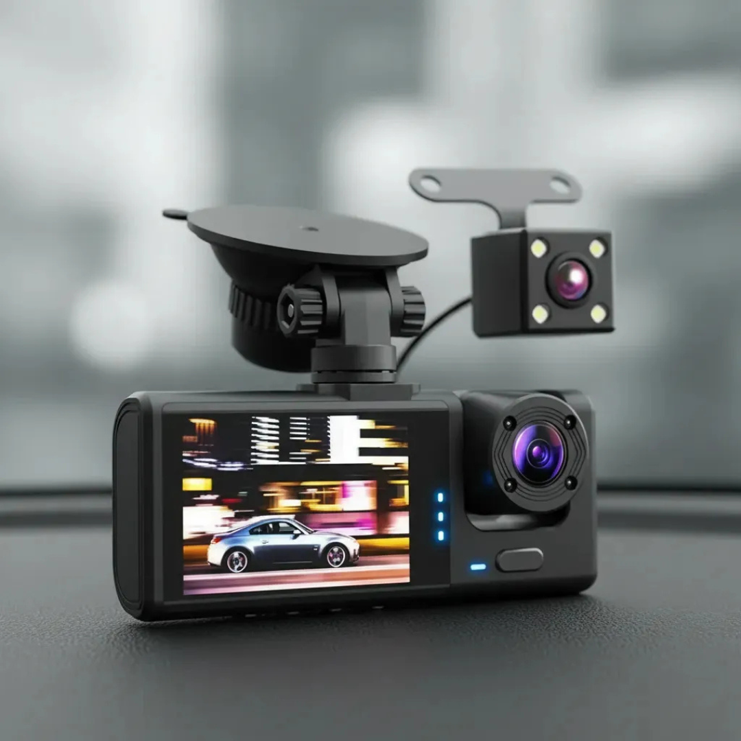 CÁMARA PARA AUTO HD 1080P VISIÓN NOCTURNA DASHCAM TRIPLE CÁMARA