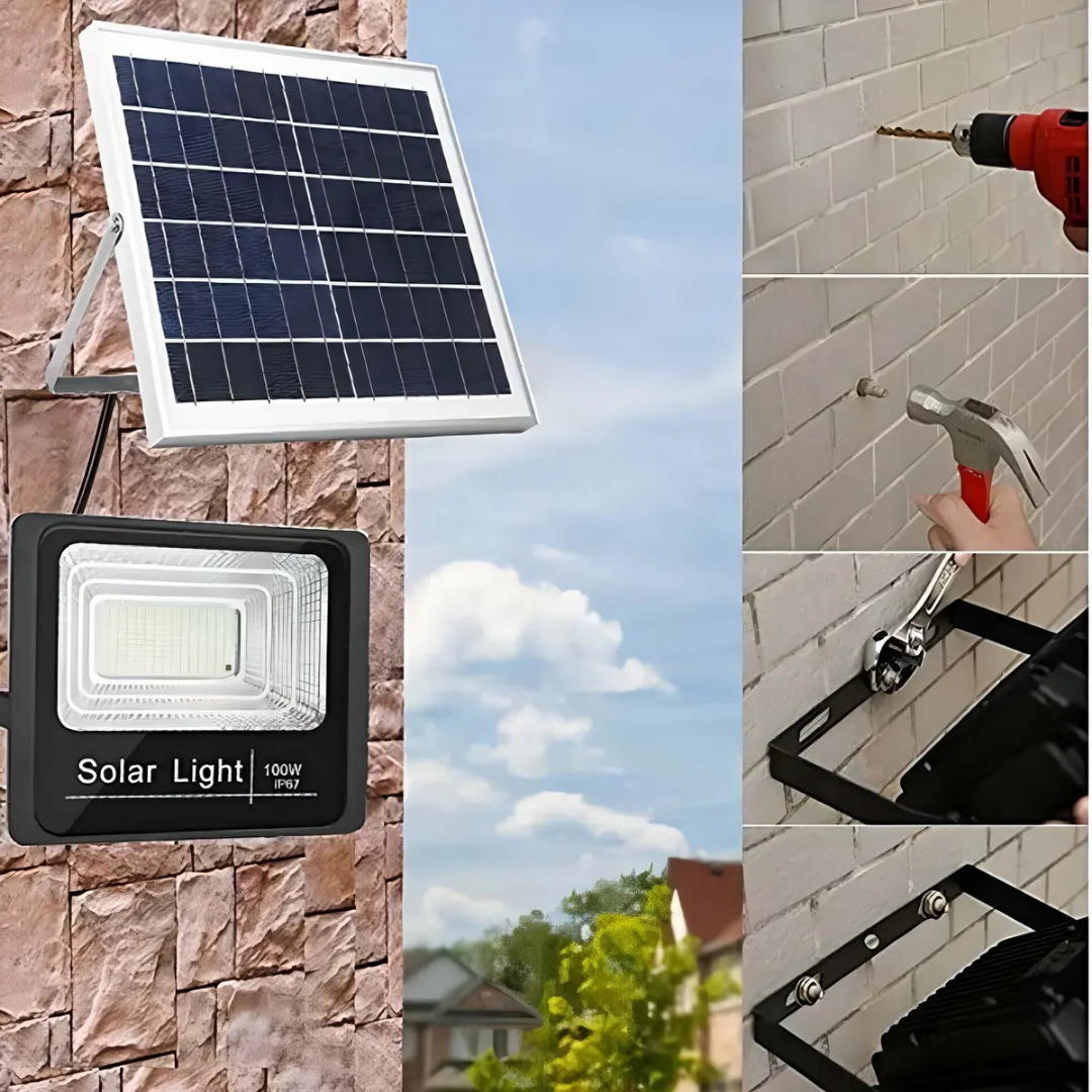 FOCO SOLAR LED 200W CON CONTROL REMOTO - IP66 -LUZ BLANCA FRÍA