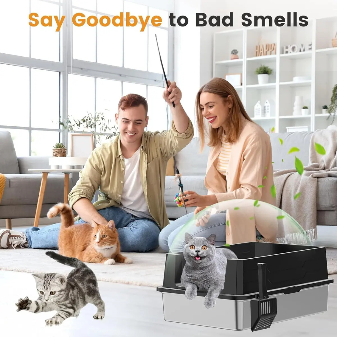 ARENERO PARA GATO GRANDE BAÑO SANITARIO DE ACERO INO