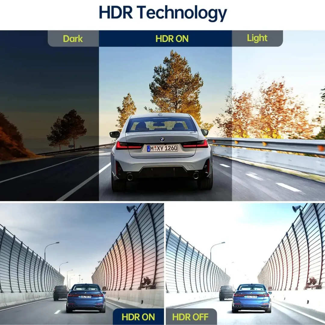 CÁMARA PARA AUTO 3 EN 1 FRONTAL, TRASERA Y TABLERO 1080P HD