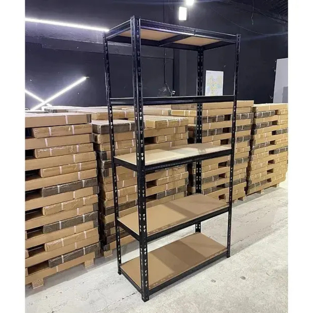 ESTANTE METÁLICO VERTICAL ACERO GALVANIZADO 5 REPISAS NEGRO 180X90X40CM