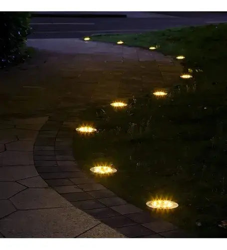PACK 4 FOCOS SOLARES LED JARDÍN ESTACA 8 LUCES EMBUTIDO