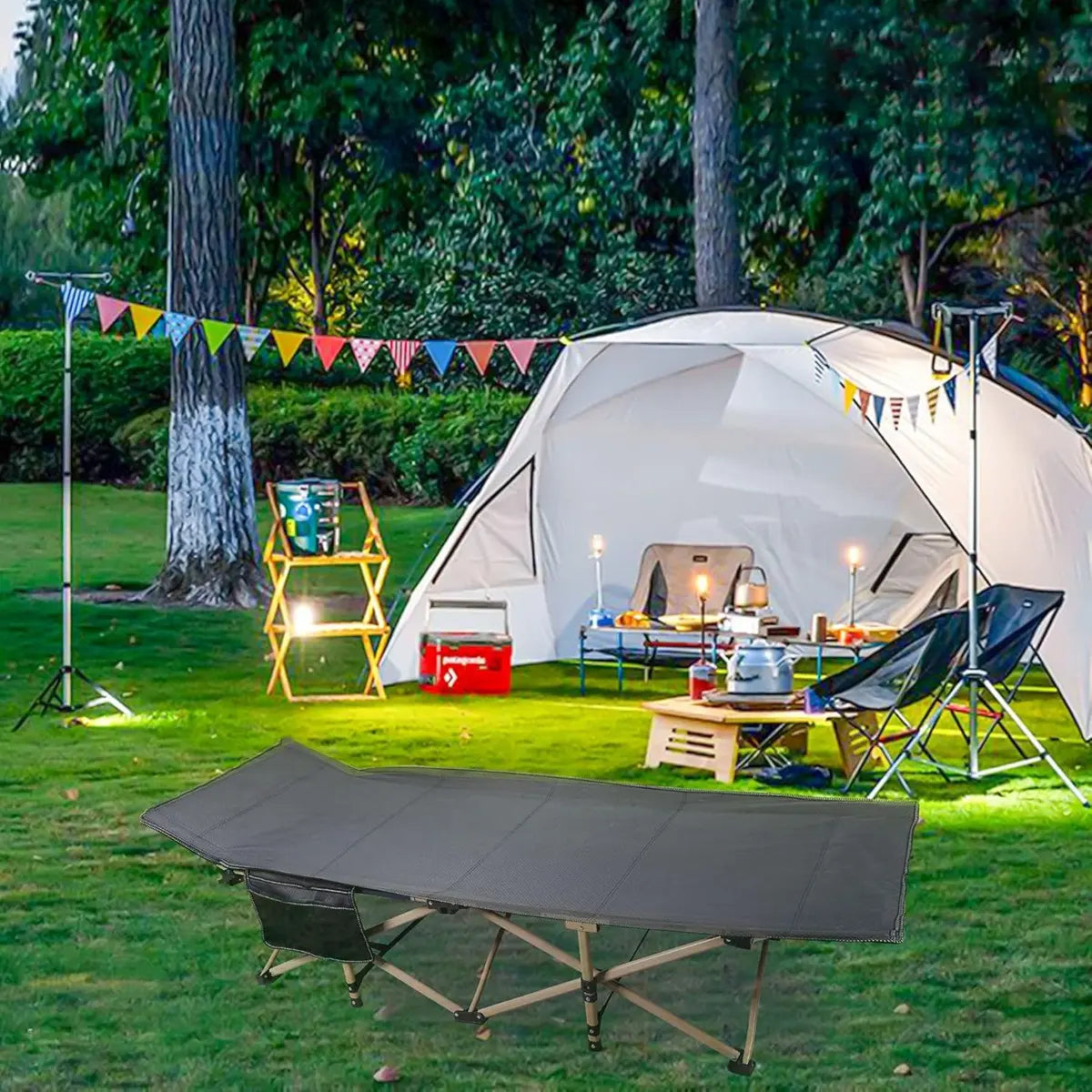 CATRE CAMA CAMPING PLEGABLE PORTÁTIL SEANITE GRIS OSCURO