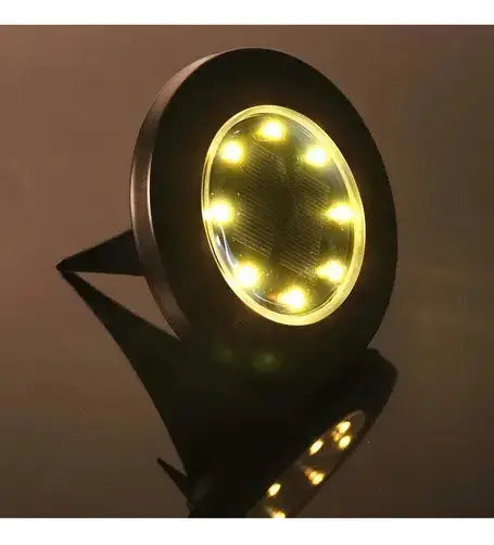 PACK 4 FOCOS SOLARES LED JARDÍN ESTACA 8 LUCES EMBUTIDO