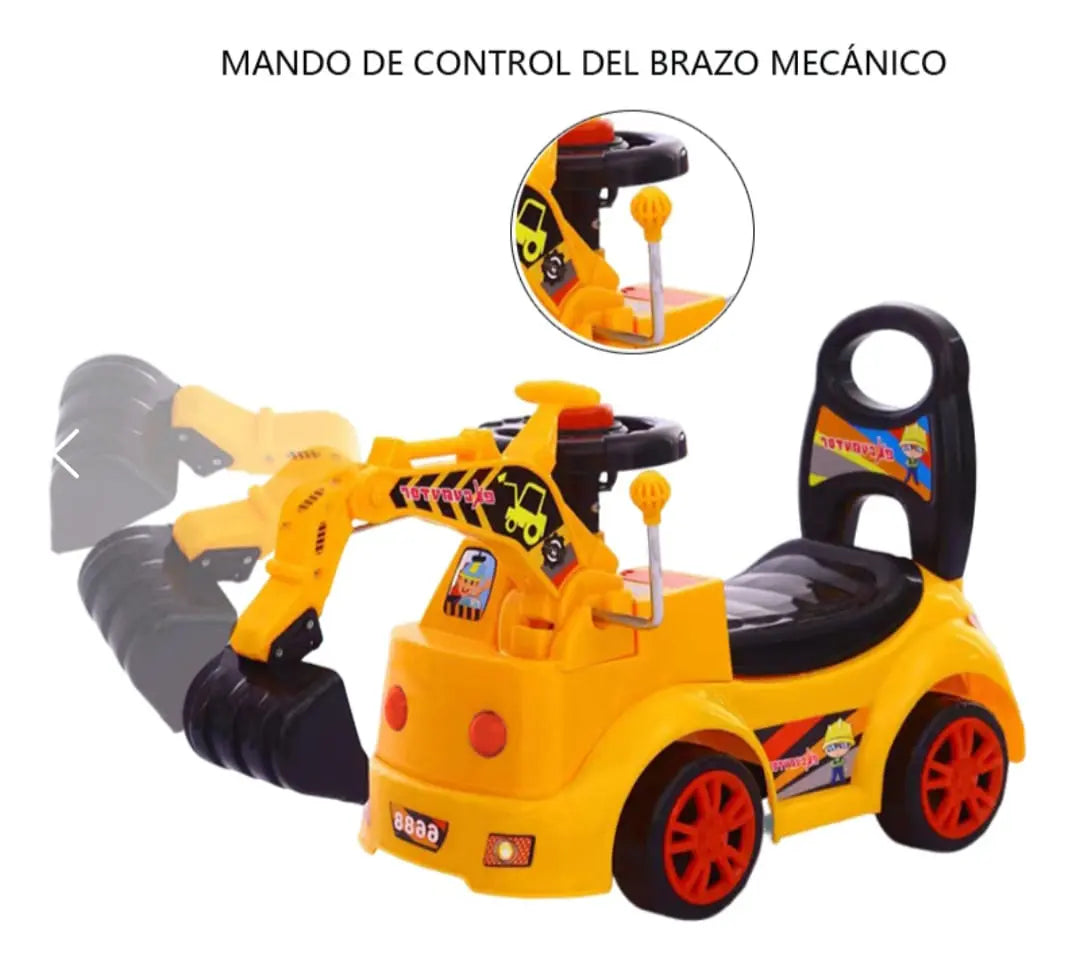 CARRE PASILLO EXCAVADORA INFANTIL CON LUZ Y SONIDO - AMARILLO