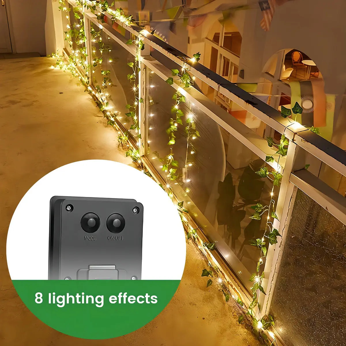 CORTINA LED SOLAR 3X3 M- 300 LED IP65 LUZ AMARILLA CÁLIDA