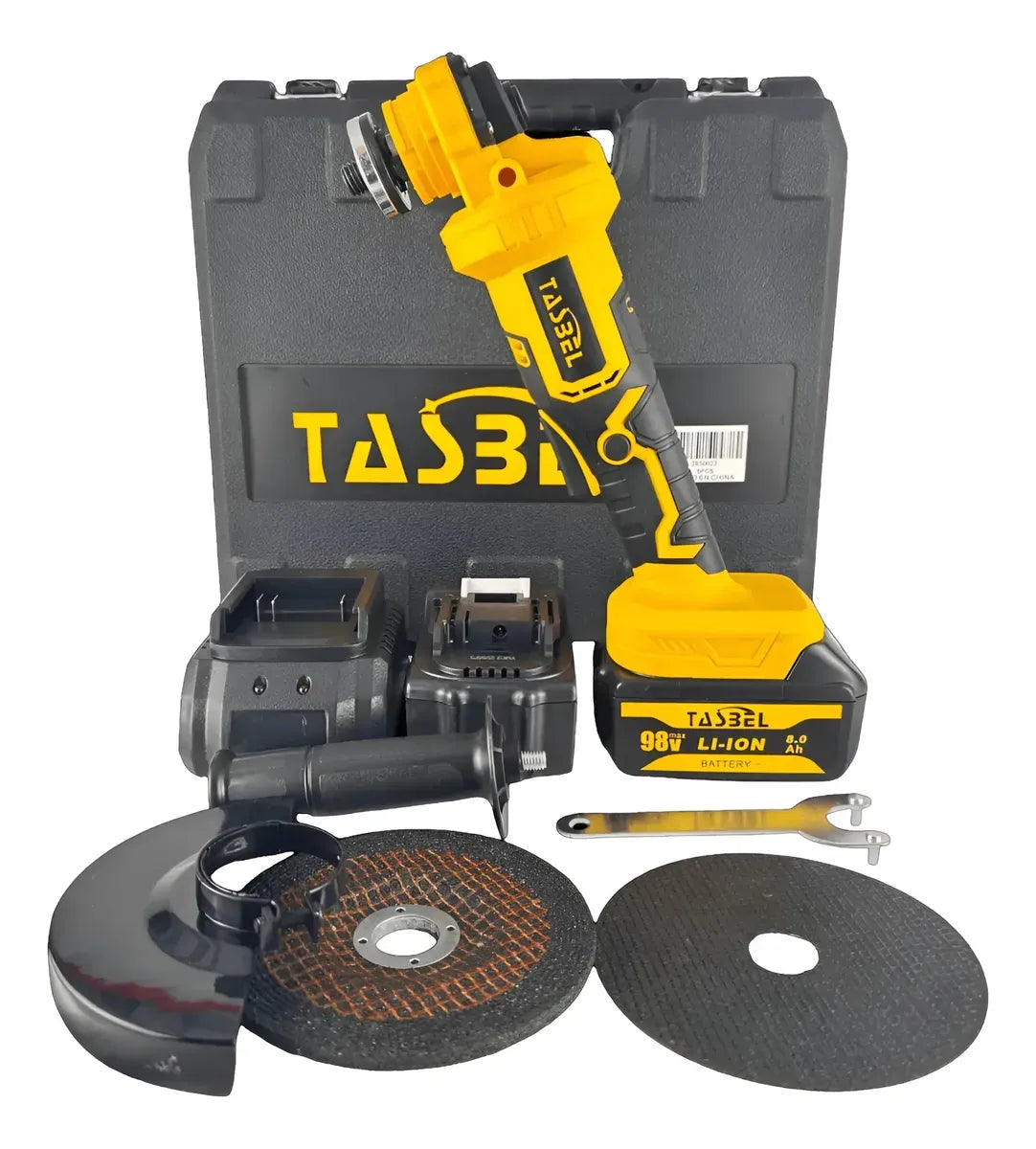 ESMERIL ANGULAR RECARGABLE 98V TASBEL CON 2 BATERÍAS + CARGADOR