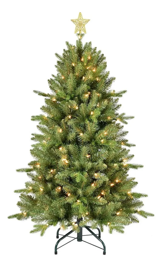 ÁRBOL DE NAVIDAD 1.80 METROS CON LUCES LED INCORPORADAS Y BASE METÁLICA