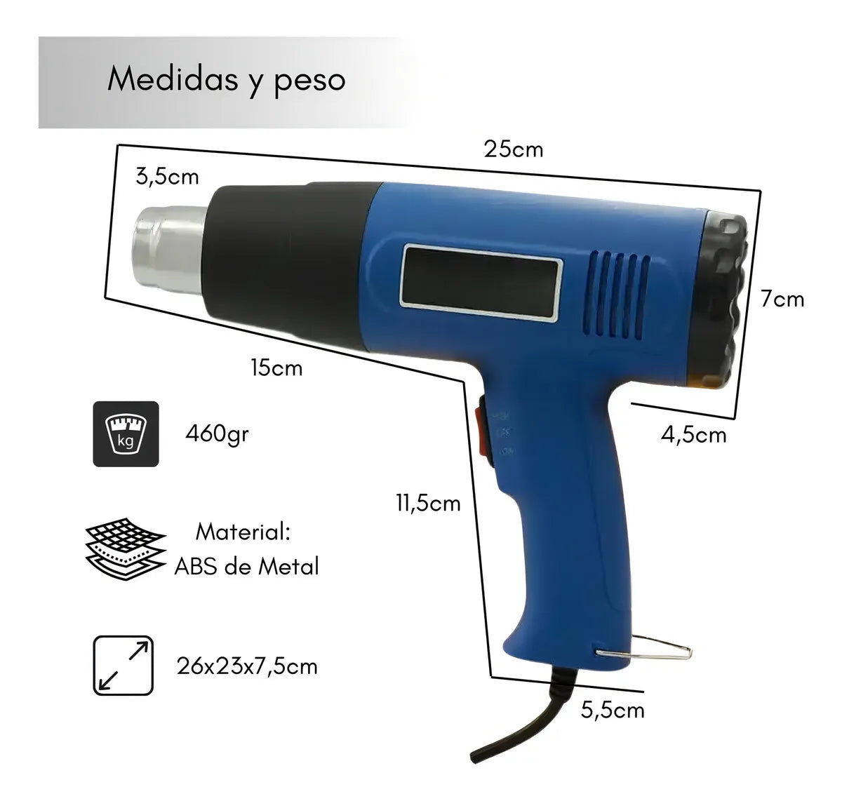 PISTOLA DE CALOR AIRE CALIENTE 2000W 300-520°C