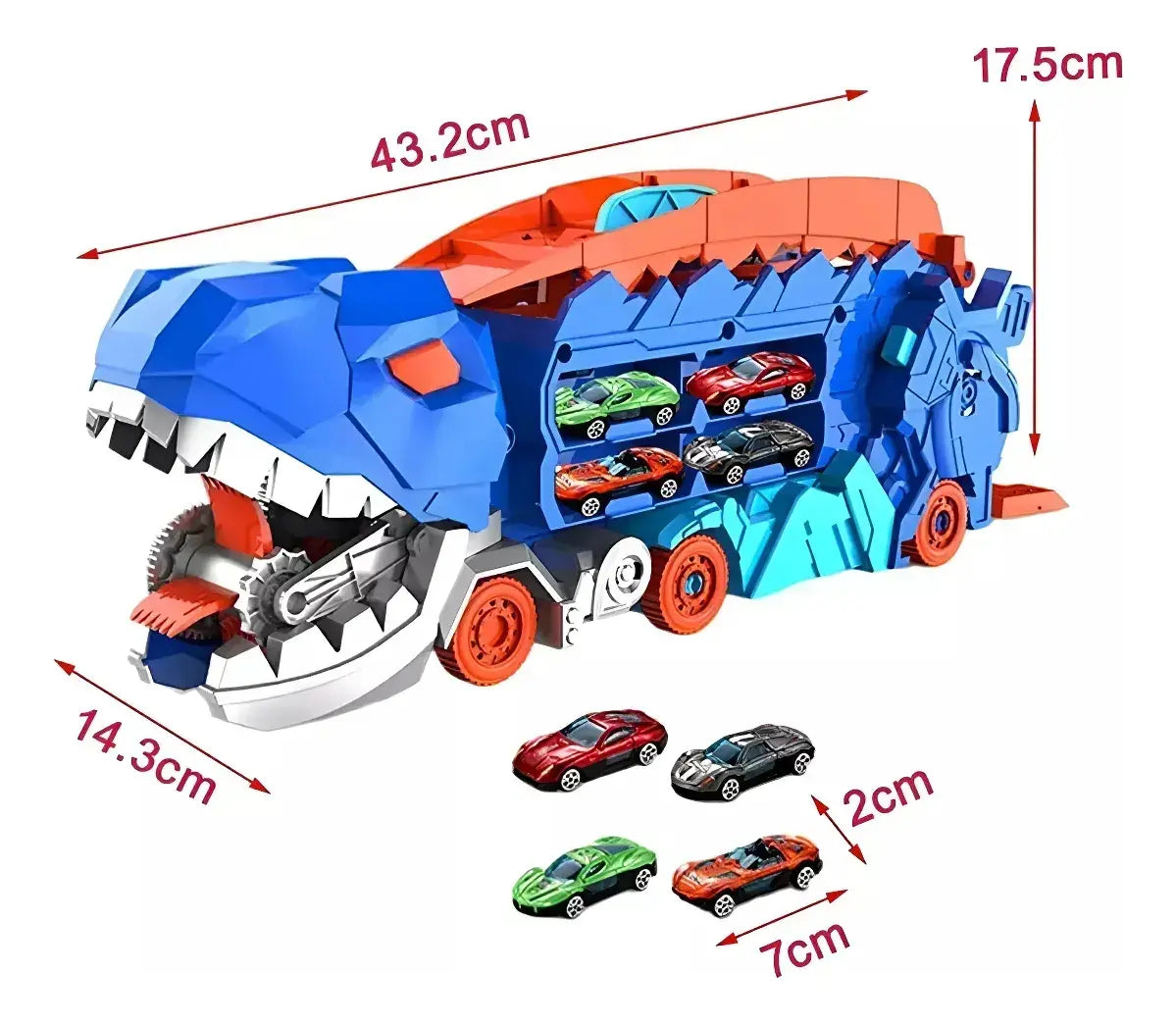 MINICAMIÓN DINOSAURIO CON 8 COCHES DE JUGUETE