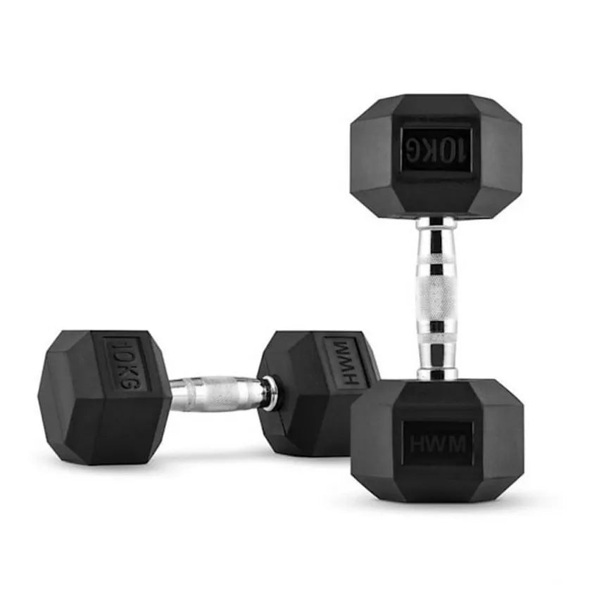 PAR DE MANCUERNAS HEXAGONALES 10KG NEGRO -FITNESS PROFESIONAL