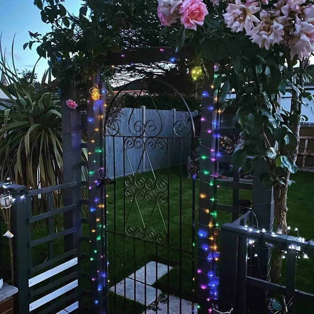 LUCES SOLARES DE ALAMBRE HADA LED 30 METROS MULTICOLOR PARA EXTERIOR